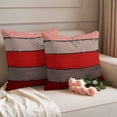 thumbnail image 2 of Red Wooden Outdoor Waterproof Pillow Covers, Grey Stripe Gradient Country Rustic Grain Decorative Square Throw Pillowcase Sofa Cushion Sham for Patio/Couch/Chair, 24"x24" 2 Pack, 2 of 8