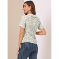 thumbnail image 3 of Camisa Floral Abotonada Allegra K Con Cuello Peter Pan Y Bloque De Color Para Mujer Beige XS, 3 of 5