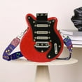 thumbnail image 2 of Red Unique Guitar Shape Backpack Rhinestone Rivets Daypack Crossbody Bag Shoulder Bag With Gradient Color Strap 28X8X31Cm P-U Leather Sling Bag, 2 of 6