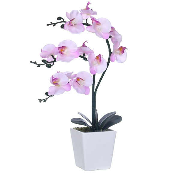 15" Tall Artificial Silk Phalaenopsis Orchid Flower Plant Pot Arrangements (Pink Shades)