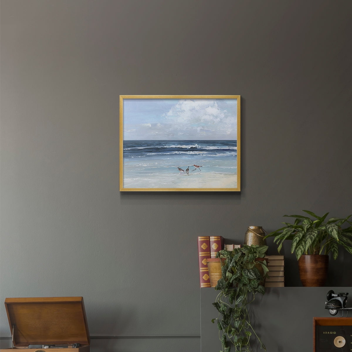Beach Trio by Sally Swatland - Restickable Framed Giclée Print