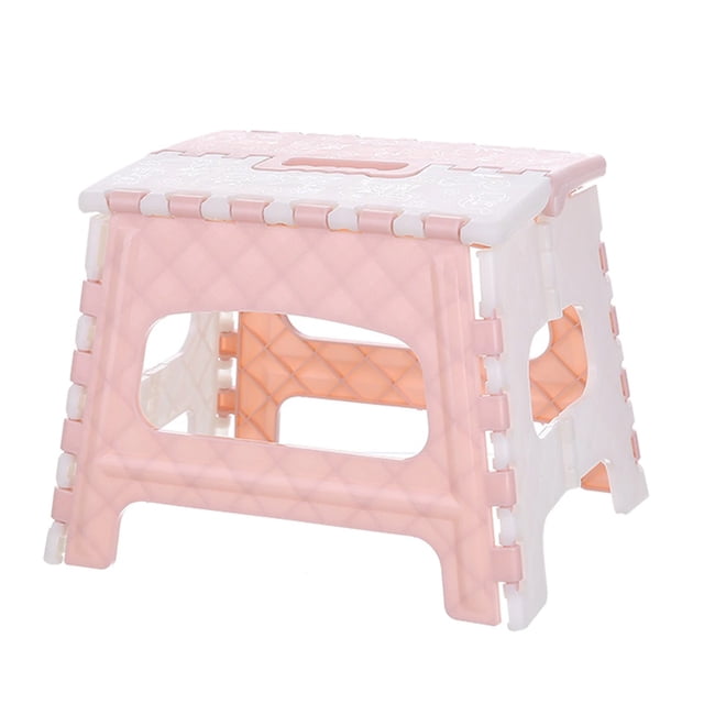 Banco pequeño plegable de plástico rosa para baño, taburete pequeño plegable portátil para exteriores para niños y adultos