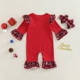 thumbnail image 4 of KOMOO Baby Christmas Jumpsuit Set Bowknot Headband Long Sleeve Plaid Ruffle Romper Outfits, 4 of 8