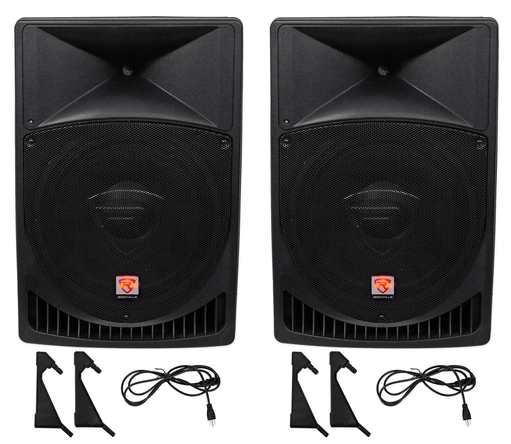 Pair Rockville Power Gig RPG15 15" Powered Active 2000 Watt 2Way DJ PA