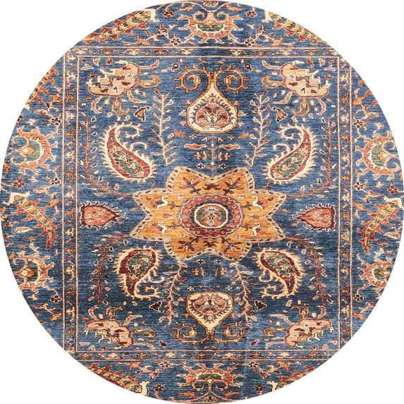 Ahgly Company Indoor Round Abstract Rosy Purple Abstract Area Rugs, 8' Round