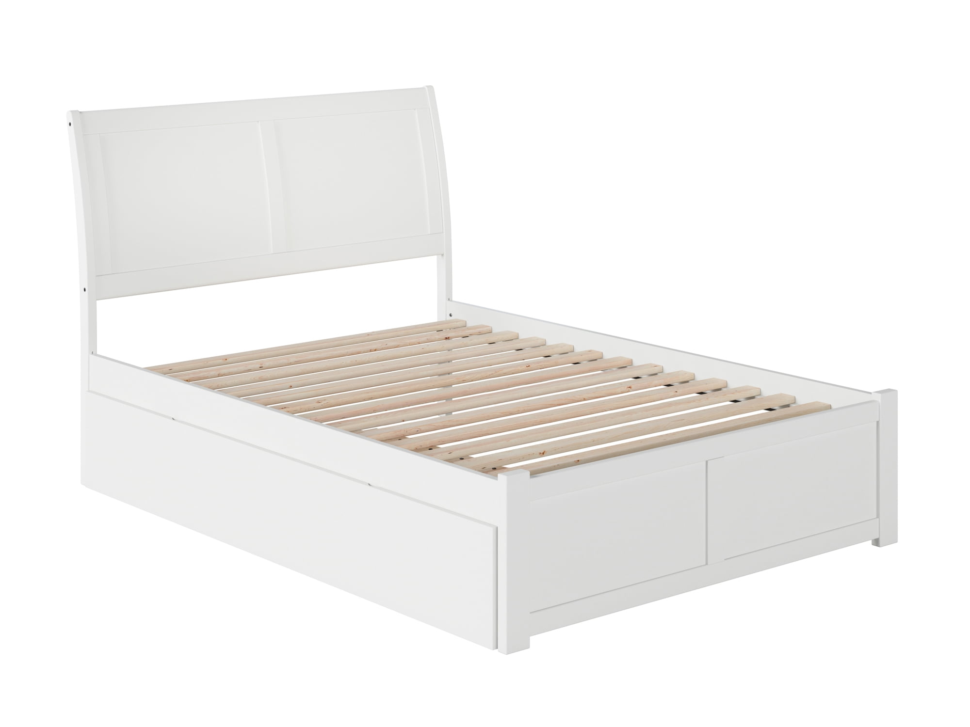 AFI Portland Queen Wood Platform Bed with Headboard Footboard & Twin-XL Trundle, White