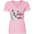 thumbnail image 3 of Inktastic Easily Distracted by Goats Cute Goat Women's V-Neck T-Shirt, 3 of 5