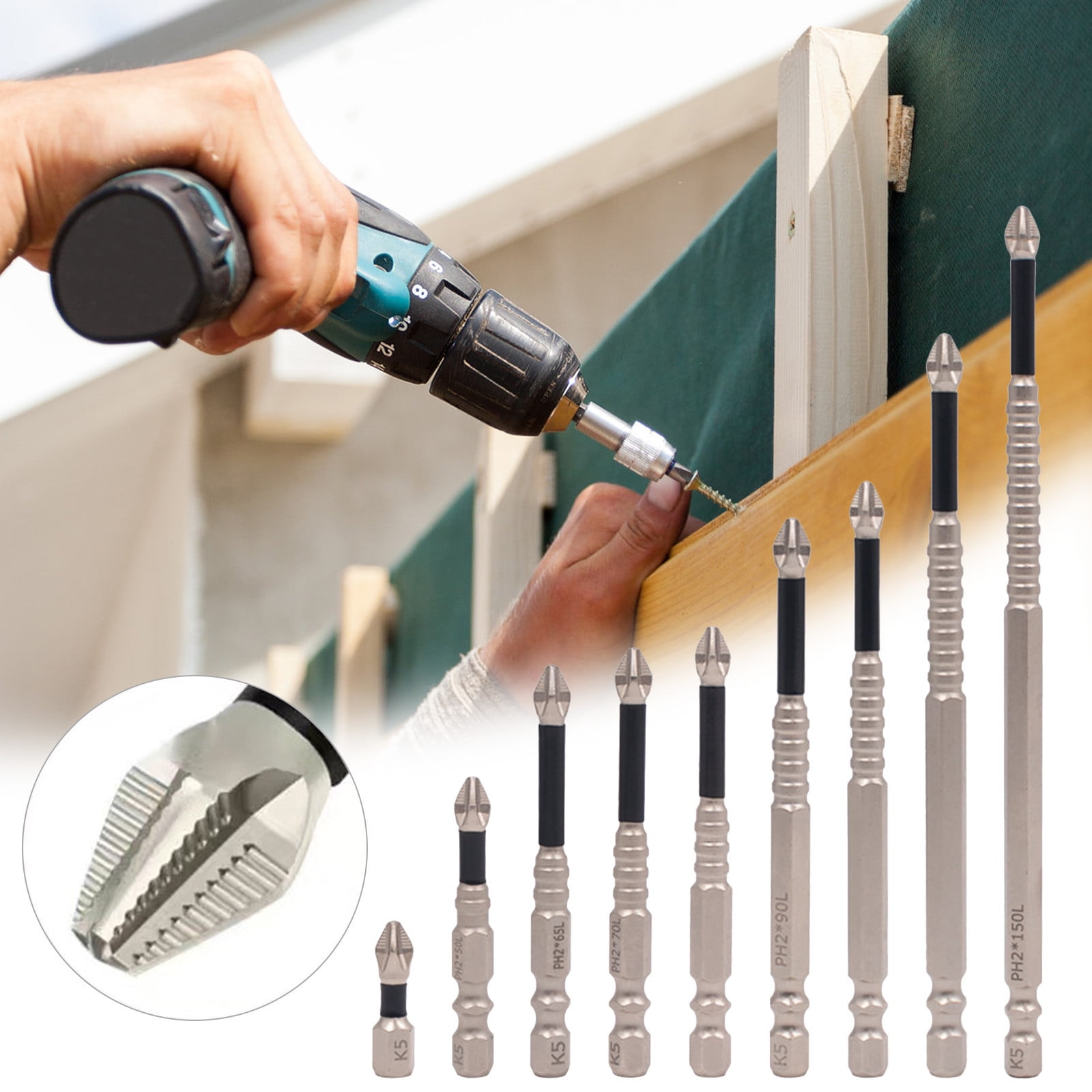 YUNAFFT High Magnetic Screwdriver Drill Bit Set, Drill Bits, Non-Slip Magnetic Electric Precision Alloy Steel Screwdriver Set