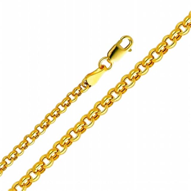 Collier Chaîne Rolo Creux 3-mm en Or Jaune 14k (24 Pouces)