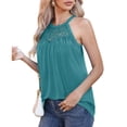 thumbnail image 4 of Samickarr Plus Size Summer Tops For Women Tops Dressy Casual Women Casual Tank Loose Solid Sleeveless Round Neck Lace T-Shirt Halter Tops Sleeveless Shirts Pleated Workout Tops For Women, 4 of 7
