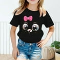 thumbnail image 2 of Curuila Kid Girls Tops Cartoon Print Crew Neck Short Sleeve Tee Summer Casual Loose T Shirt Black Size 2-4 Years, 2 of 4