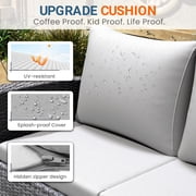 Superjoe 4 Piece Outdoor Patio Furniture Set Rattan Sectional Conversation Set, 4 Cushioned Seats, Gray, 4