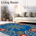 thumbnail image 2 of ODIKA 2'x3' Machine Washable Non-Slip Area Rug, Vintage Christmas Design Featuring Playful Prehistoric Creatures High Traffic Rug, Blue, 648277, 2 of 7