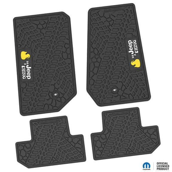 Flextread Floor Mats for 07-13 Jeep Wrangler JK 2-Door - Mopar Licensed Factory Fit - Black w/ It's a Jeep Thing Insert - 100% Made in USA