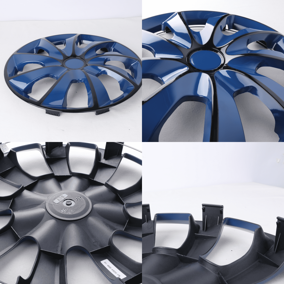 16" Black&Blue Hubcaps/Wheel Covers for Most Cars,Set of 4 Snap on Car Truck SUV Hub Cap,ABS&PC Material