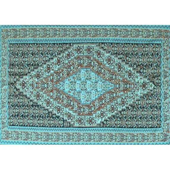 Ahgly Company Indoor Rectangle Medallion Light Blue Traditional Area Rugs, 2' x 4'