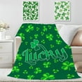 thumbnail image 3 of St. Patrick''s Day Throw Blankets Lucky Green Clover and Shamrock Flannel Throw Blanket Lightweight Cozy Decorative Blanket for Bedroom Living Rooms Couch Sofa Bed 60x80 Inch, 3 of 6