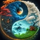 thumbnail image 1 of (11CTACC-918 45x45 color) Hilo algodón ecológico bordado 11CT 3 hebras impresión 45*45cm Kit serie dibujos animados punto cruz con diagrama Tai Chi Yin y Yang-Paisaje, 1 of 9