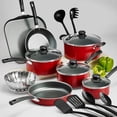 thumbnail image 2 of Tramontina PrimaWare Ensemble de Batterie de Cuisine Antiadhésive en Aluminium 18 Pcs, Rouge, 2 of 6