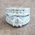 thumbnail image 2 of 2pcs/set Elegant 925 Silver Ring Cubic Zircon Engagement Jewelry Sz 6-10, 2 of 9