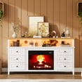 thumbnail image 4 of 60'' Fireplace TV Stand Fits TV up to 65'' with 23'' Fireplace, Farmhouse Entertainment Center, Wood Media Console with 6 Drawers and 2 Open Shelves, 4 of 11