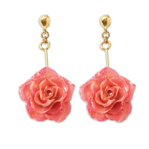 Pink rose hotsell earrings