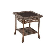 W Unlimited Modern Concept Faux Sea Grass Resin Rattan End Table, Dark Brown