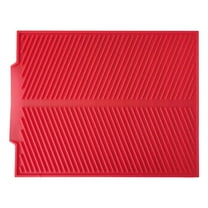 Silicone Dish Drying Mat, Non-Slip Eco-Friendly Fast Dry Easy Clean Sink Mat Large Heat-resistant Dish Drainer Mat for Kitchen Counter, Sink, Refrigerator or Drawer liner(Red,16.9x13.15x0.2")