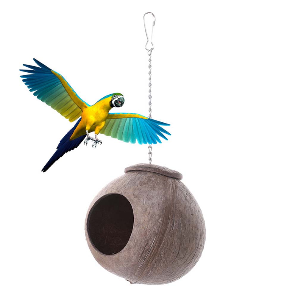 Coconut Shell Bird Nest House Hut Cage For Pet Parrot Budgie Conure Small Animal 