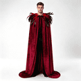 thumbnail image 5 of Halloween Costumes for Men, Men's Halloween Feather Shawl, Dark Forest Cloak Costume with Dramatic Cape, Vintage Role Play Outerwear for Halloween Parties, Stage Performances Dress Up, 5 of 5