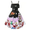 thumbnail image 4 of TJAZFJPA Longue Robe Noire Imprimé de Noël à Sequins Sans Manches Robe Père Noël Noël Cerf Patineuse Fête Robe de Collation des Grades Robe Dorée, 4 of 7