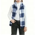 thumbnail image 7 of Atogsazn Childrens Sherpa Plaid Jacket Girls Fleece Sleeveless Full Zip Tank Tops Thick Warm Coat Winter Vest Clothing Tops 02-Blue 13-14 Years Fashion, 7 of 7