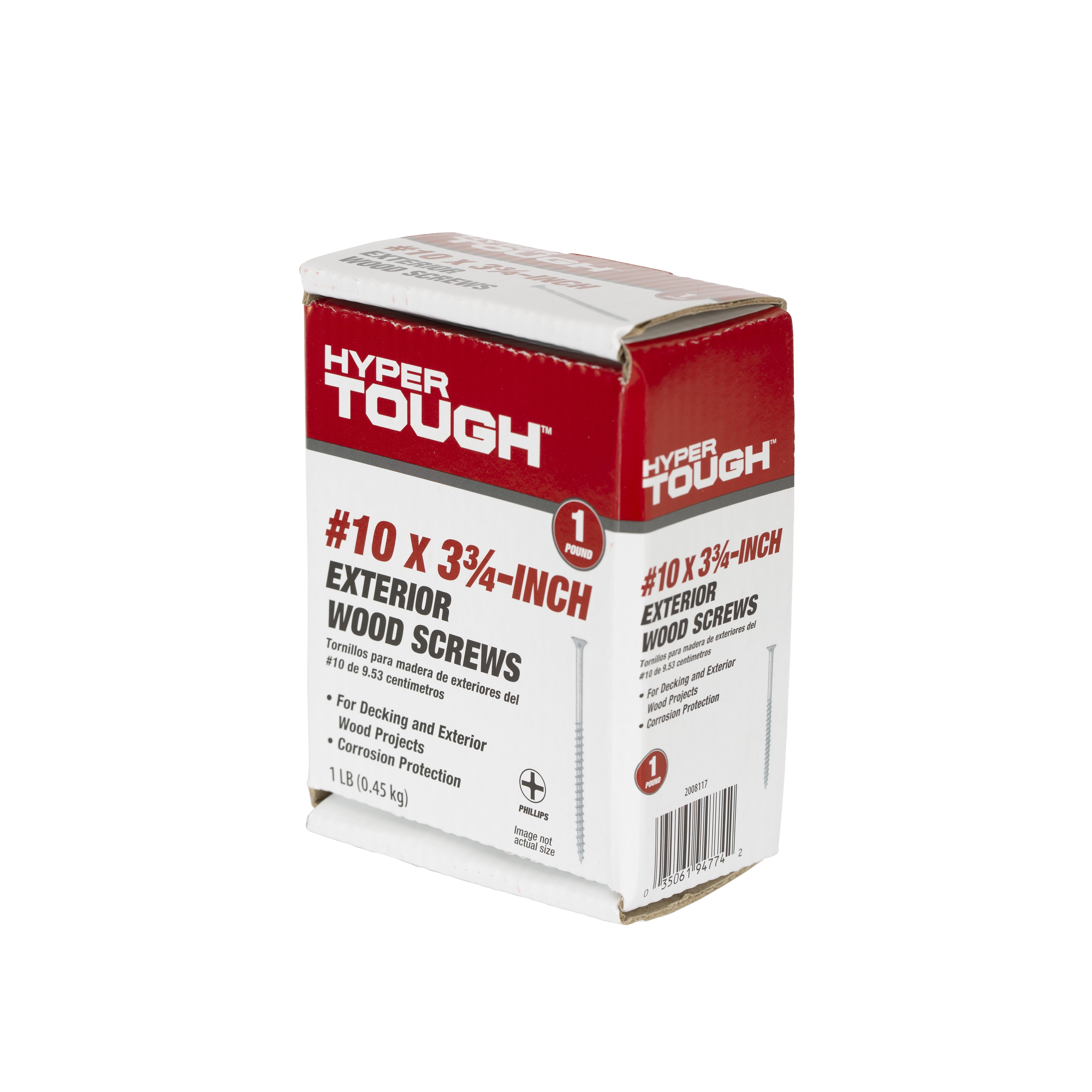 Hyper Tough #10 x 3-3/4 in. Phillips Flat Head Exterior Wood Screw, 1 lb Box