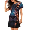 thumbnail image 2 of Easygdp Forest Cool Lion Camisón de manga corta para mujer, informal, estampado, 2 of 6