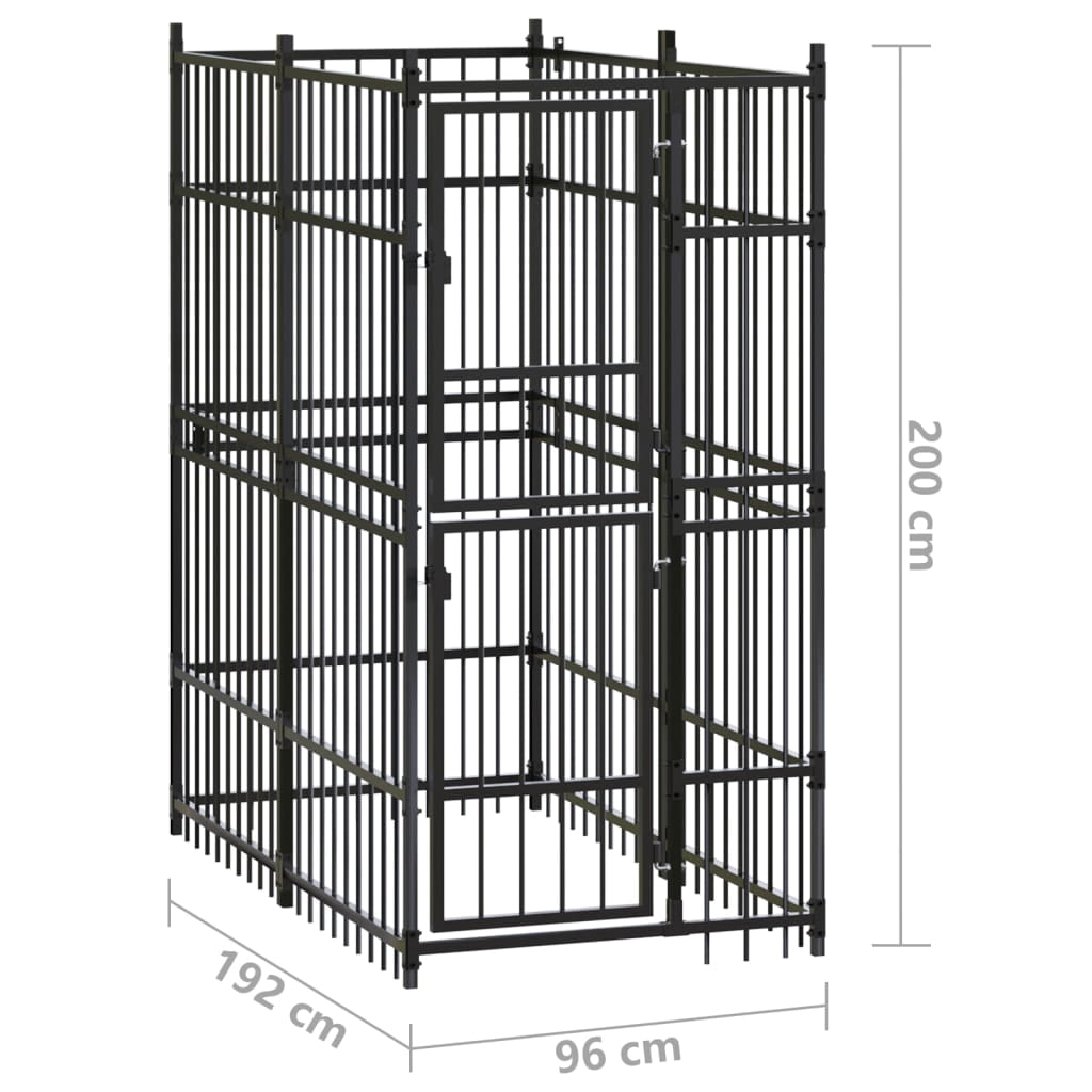 vidaXL Outdoor Dog Kennel Steel 19.8 ft²