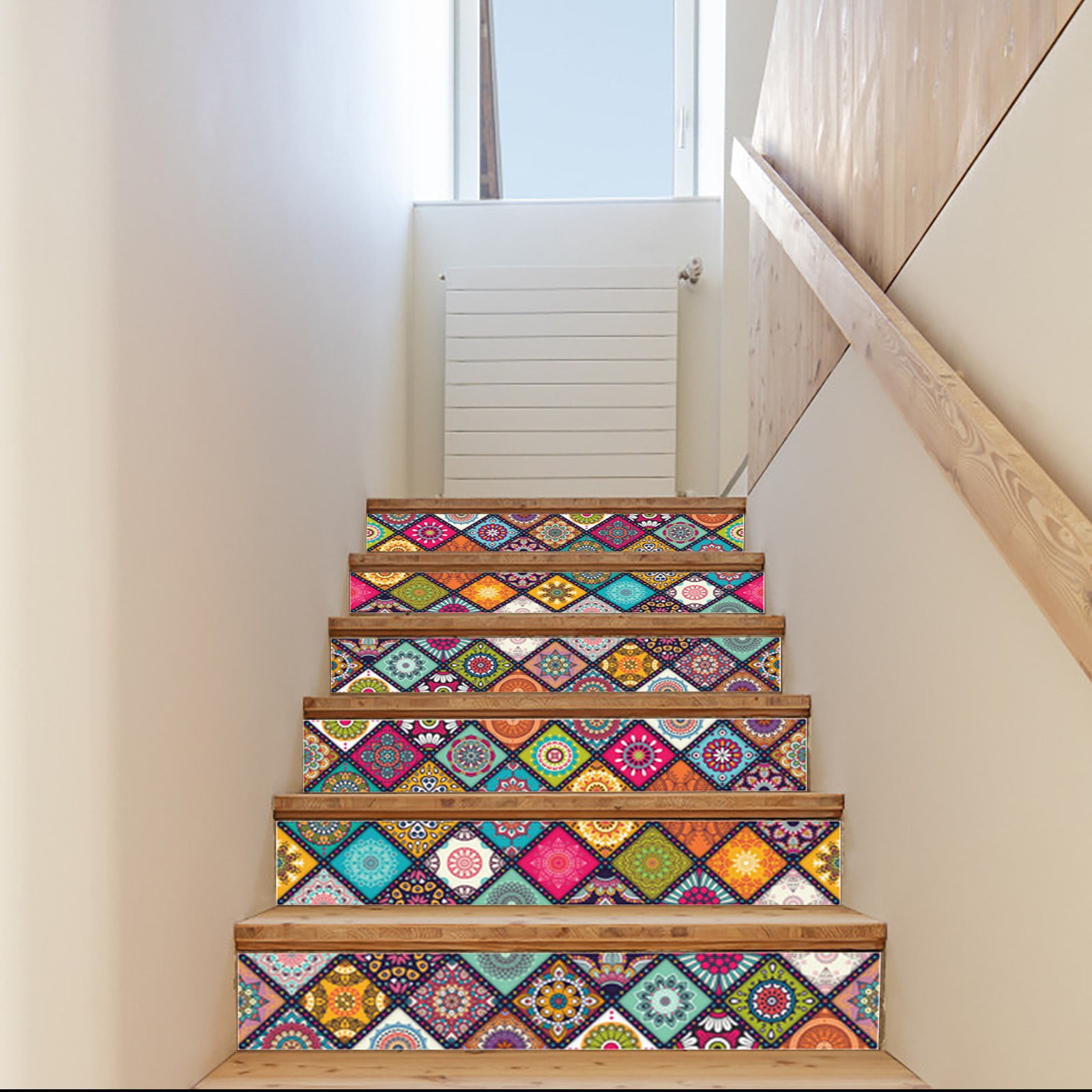 6pcs 3D Moroccan Self-adhesive Bathroom Kitchen Wall Stair Tile Stickers 