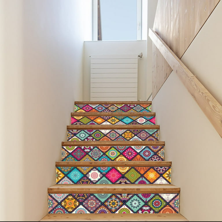 yubnlvae wall stickers adhesive self staircase wall decal 6pcs