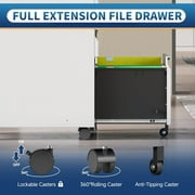 Locking File Cabinet 3 Drawers On Wheels Under Desk, Metal Filing Cabinets For Home Office, A4, Letter-Size Files, Hanging File Folders- Assembly Required(White)
