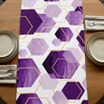 thumbnail image 5 of Purple Geometric 90 Inch Table Runner, Gold White Hexagon Modern Farmhouse Dresser Scarf Cotton & Linen Tablerunner for Dining/Kitchen Island/Holiday Party Décor 13" x 90", 5 of 9