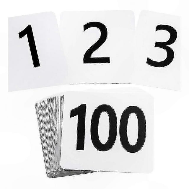 100 Count Double-Sided Table Numbers 1-100 for Events, Durable Plastic Cards for Wedding or Party Decor
