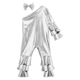 thumbnail image 4 of TTAO Toddler Girls Holographic Full Body Suit Disco Outfit Metallic Hippie Jumpsuit Sparkly Flare Pants Romper Silver 3-4, 4 of 7