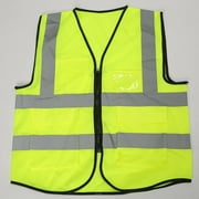 High Visibility Safety Vest Protective Workwear Clothes Reflective Strips Vest Fluorescent green XL