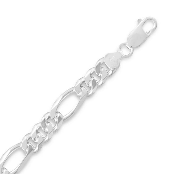 Precious Stars Sterling Silver Unisex 8 mm Figaro Chain Necklace