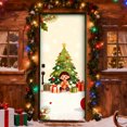 thumbnail image 5 of BotaniNest Door Curtain With Festive Holiday Design Red Background With Snowflakes And Trees Fabric Door Cover For Party And Home Holiday Display, 5 of 5