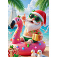thumbnail image 4 of Festive Santa Christmas Banner Holiday Flamingo Beach Theme Polyester Material for Vacation Party Tropical Celebration, 4 of 7