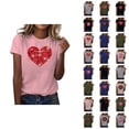 thumbnail image 1 of T-shirt Femme Saint-Valentin 2026 Manches Courtes Col Rond Graphique Cœur d'Amour, 1 of 4