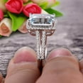 thumbnail image 4 of 2 Carat 7x5mm Emerald Cut Aquamarine Engagement Ring Diamond Wedding Ring on 10k White Gold, 4 of 4