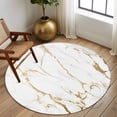 thumbnail image 2 of Round Rugs 5Ft, White Gold Abstract Round Area Rug Washable Indoor Throw Carpet, Modern Marble Geometric Soft Non Slip Circle Rug for Cabinet Bathroom Home Decor Aesthetic, 2 of 8