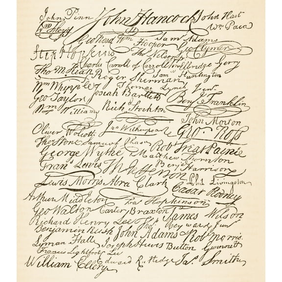 Posterazzi DPI1856310 Signatures Attached To The Declaration of American Independence From The National & Domestic History of England by WI Poster Print, 13 x 15