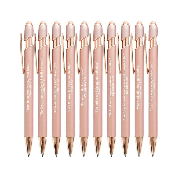 Bible Verse Pens (Inspirational Ballpoint Set), Scriptural Inscriptions Inspire Reflection, 10 Ballpoint Pen Set: Copywriting That Makes Every Writing Powerful 15ml, By Meiiso